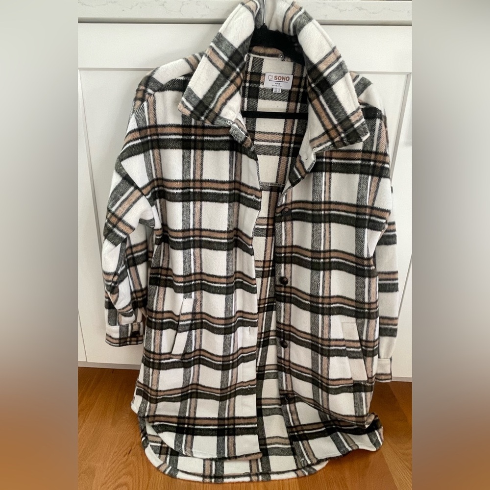 Ci Sono Black/Cream/Tan Plaid Shacket